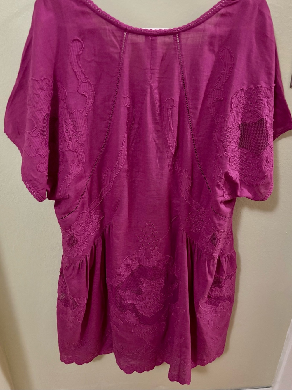Free People Magenta Embroidered V-Neck Mini Dress - Picture 12 of 16